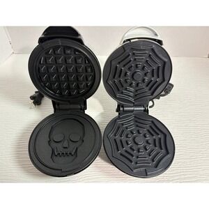 Dash Mini Waffle Maker Set Halloween Skull Spiderweb Black White 2 Pack S0108